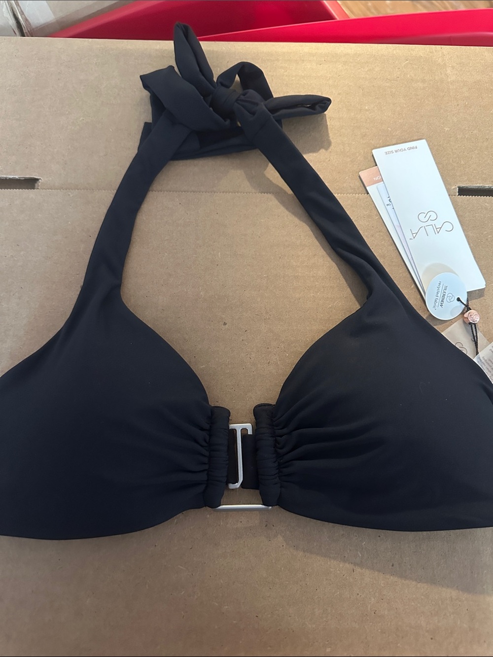 CALIA Women's U-Bar Halter Bikini Swim Top: BLACK: NEW WITH TAGS : SIZE S